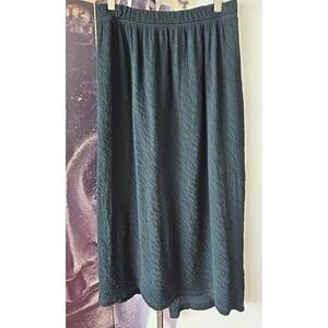 BRYN WALKER Elastic Waist Texture Skirt Womens Navy Blue Midi A-Line sz L VC01